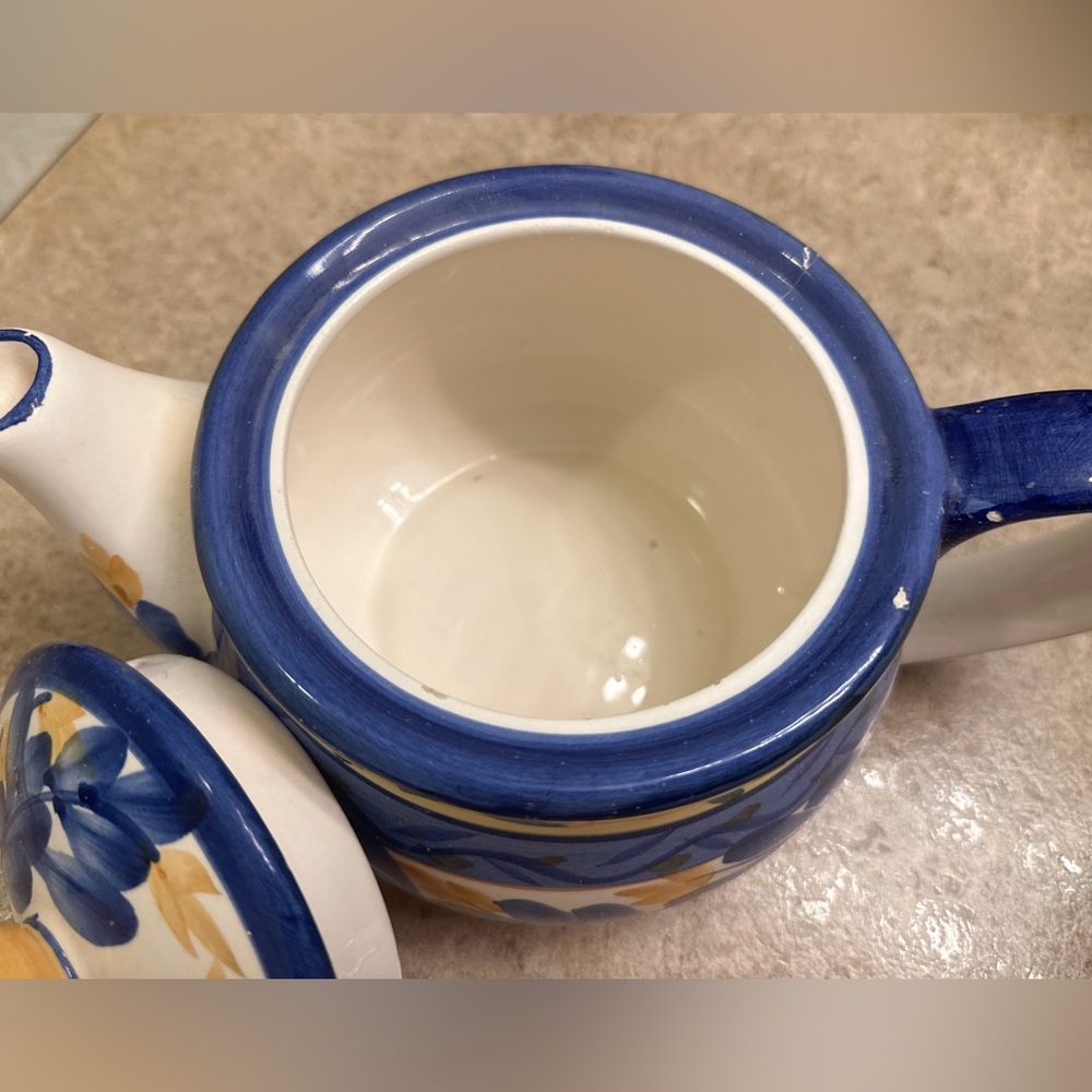 Bloom-Rite Ceramic Blue & Gold Teapot - Picture 9 of 11